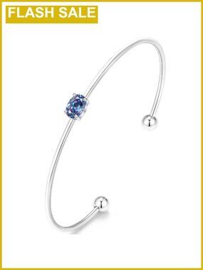 14K Gold Plated Brass Birthstone Cuff Bracelet Adjustable Stackable